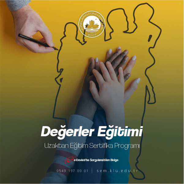 Değerler Eğitimi Uygulayıcı Sertifikası ile ek ders alabilir,sınıf açabilirsiniz. Belgelerimiz kamu ve özel sektörde geçerli olmakla birlikte ömür boyu geçerliliği bulunmaktadır.