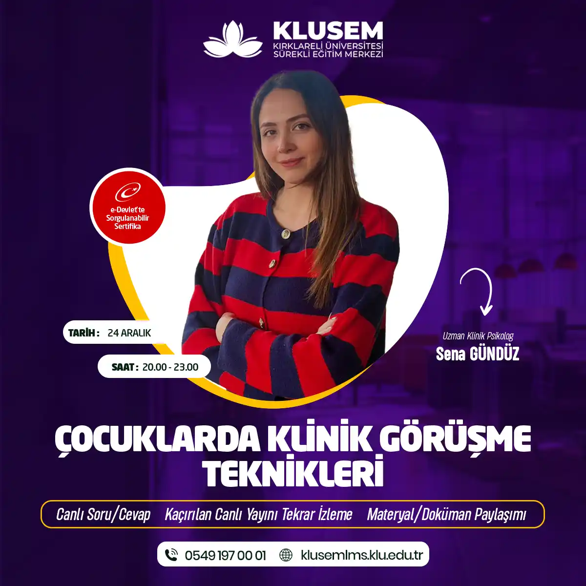 Çocuklarda Klinik Görüşme Teknikleri Eğitimi Sertifika Programı (CANLI)