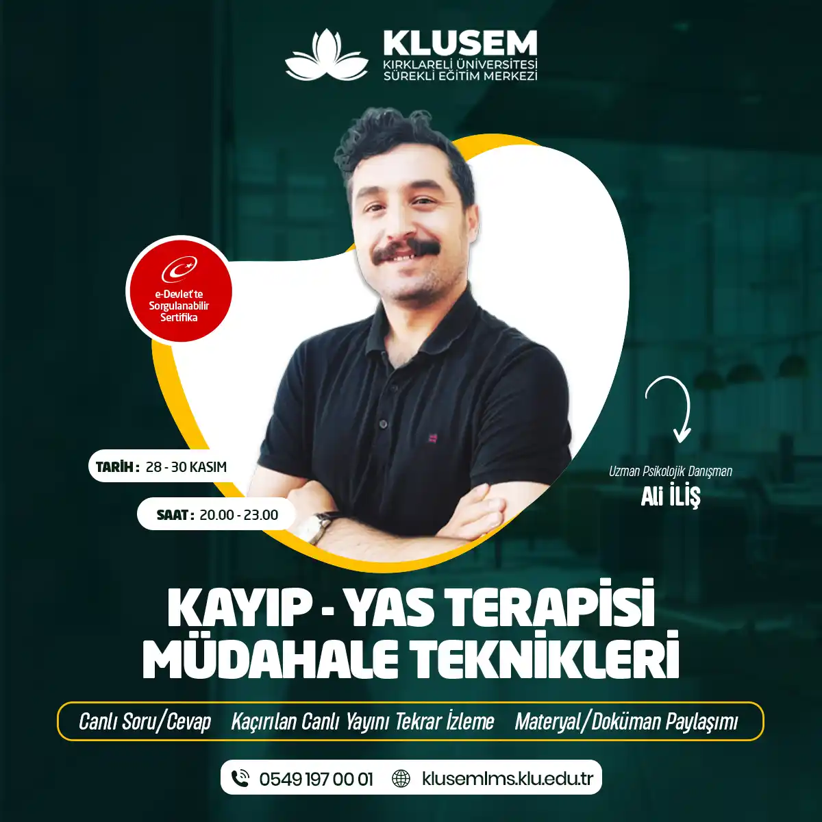 Kayıp - Yas Terapisi Müdahale Teknikleri Uygulayıcı Eğitim Programı (CANLI)