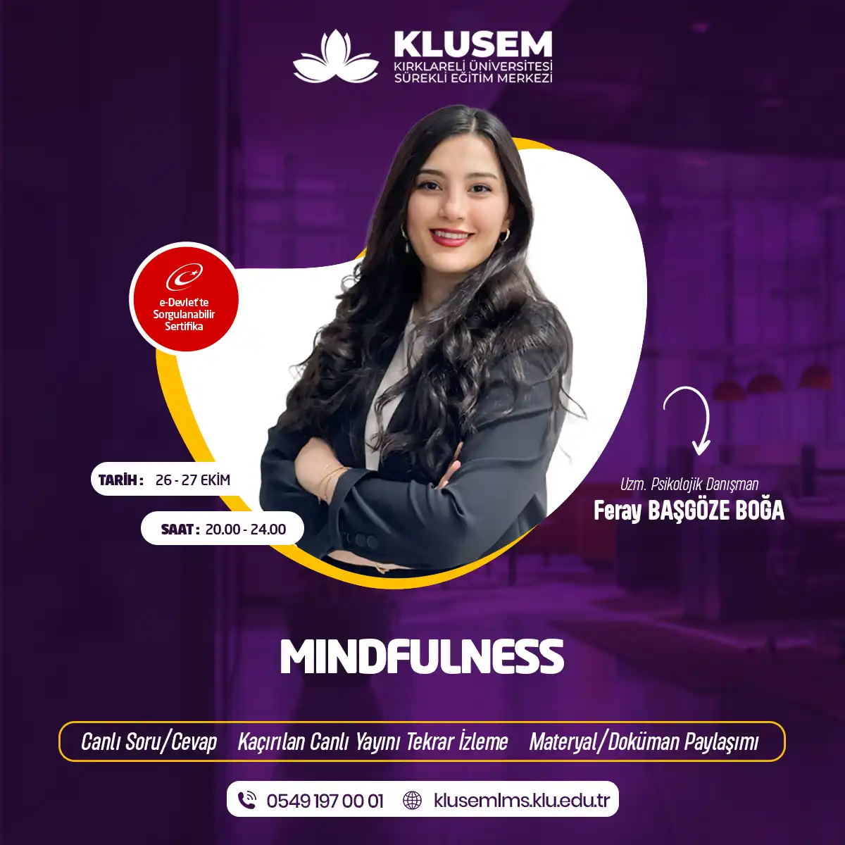 Mindfulness (Bilinçli Farkındalık) Eğitimi (CANLI)