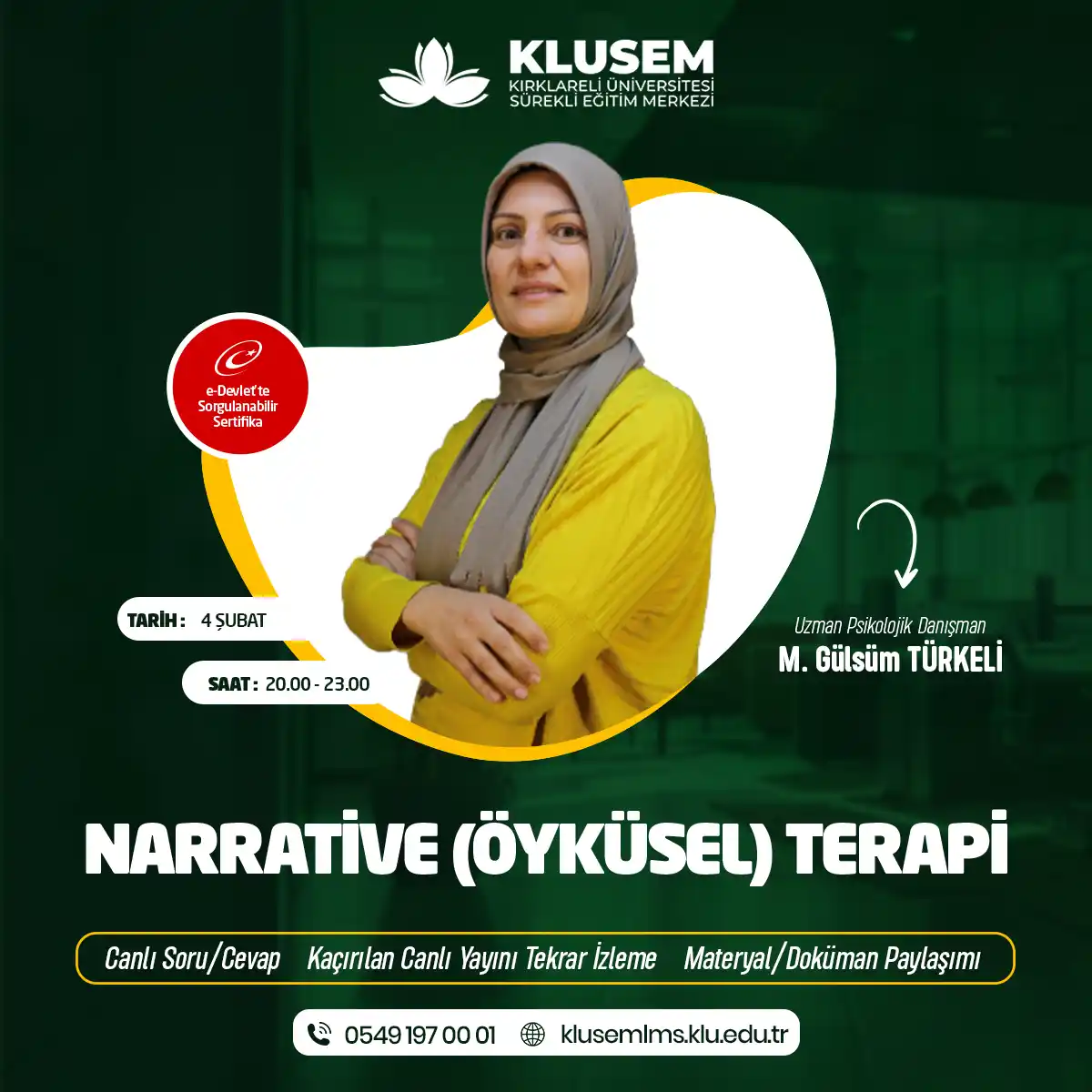 Narrative (Öyküsel) Terapi Eğitimi Sertifikası (CANLI)