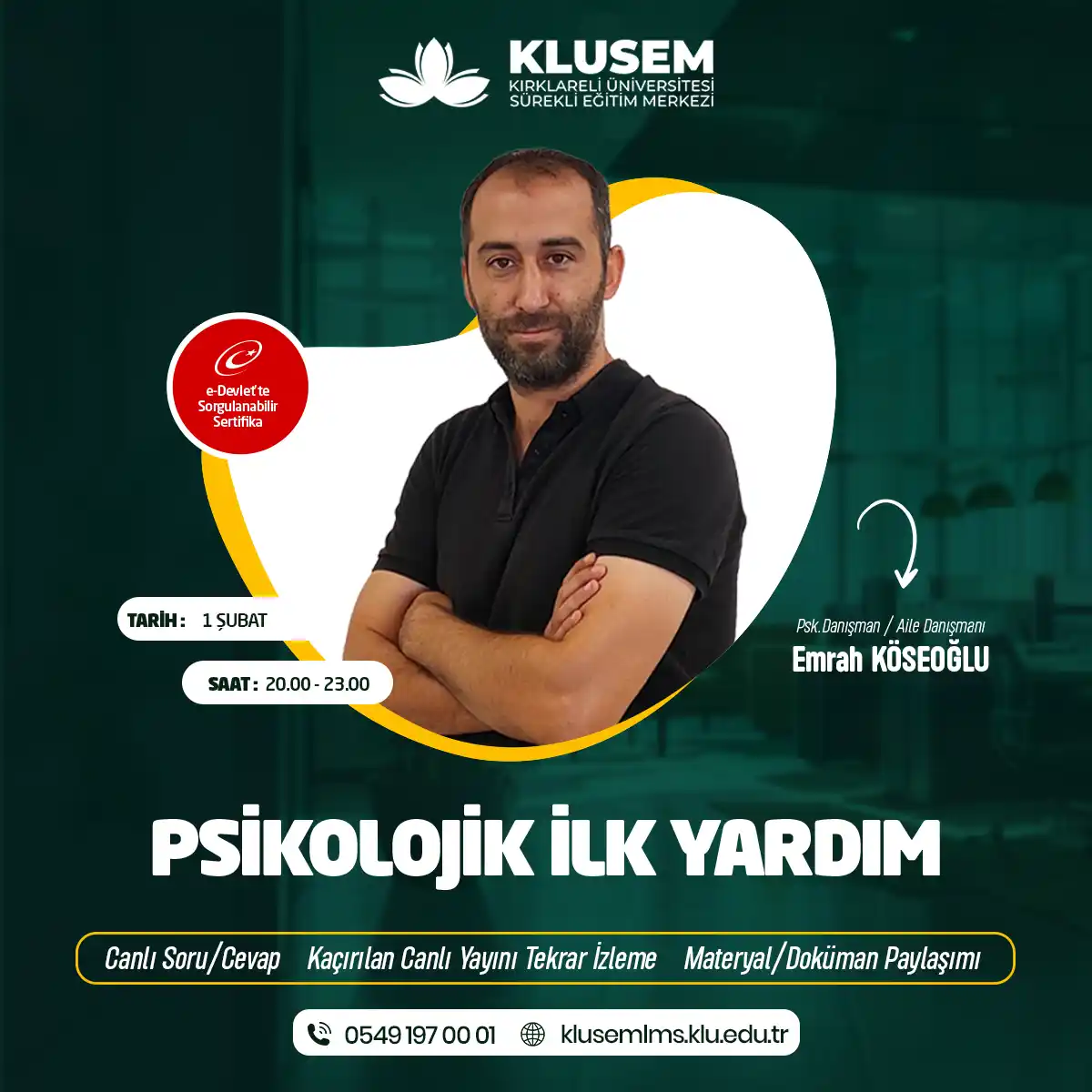 Psikolojik İlk Yardım Eğitimi Sertifika Programı (CANLI)