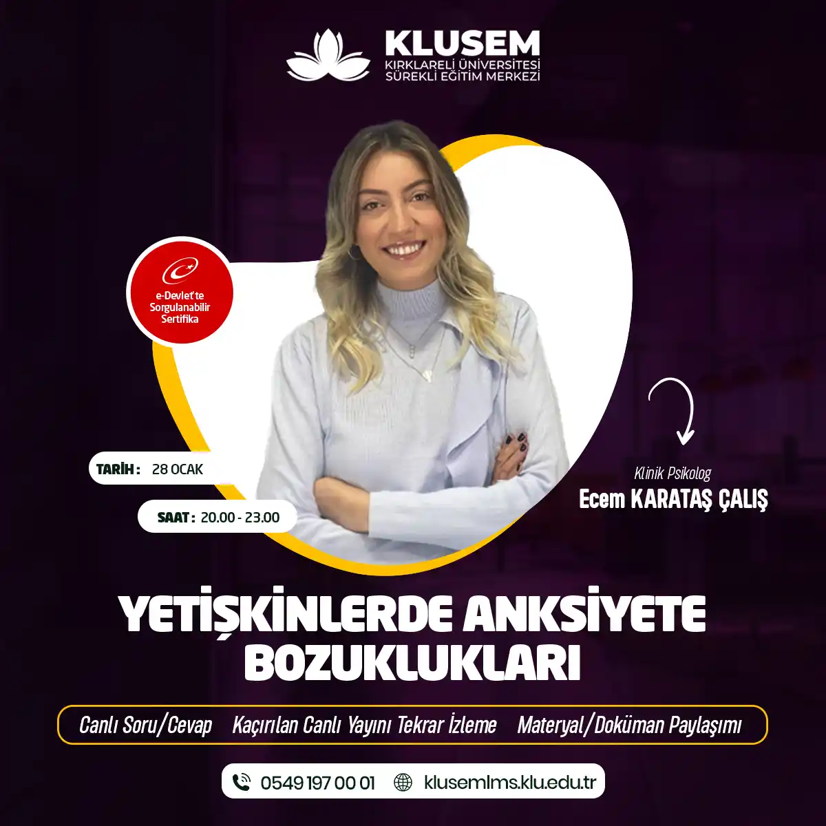 Yetişkinlerde Anksiyete Bozuklukları Eğitimi Sertifika Programı (CANLI)