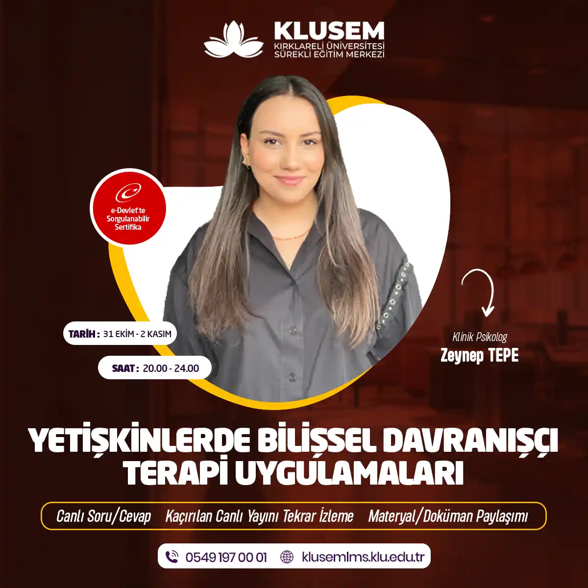 Yetişkinlerde Bilişsel Davranışçı Terapi Uygulamaları (CANLI)