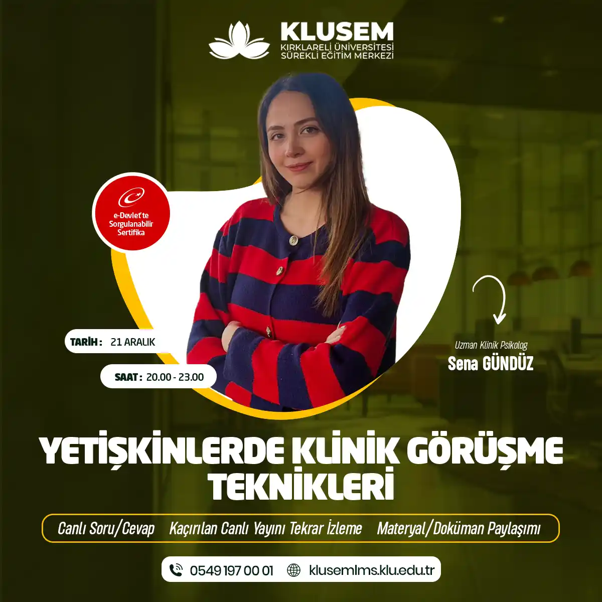 Yetişkinlerde Klinik Görüşme Teknikleri Eğitimi Sertifika Programı (CANLI)