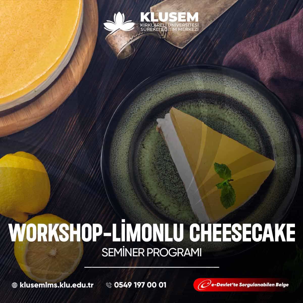 "Limonlu Cheesecake Workshop," katılımcılara nefis bir tatlı olan limonlu cheesecake yapmayı öğrenme fırsatı sunar.